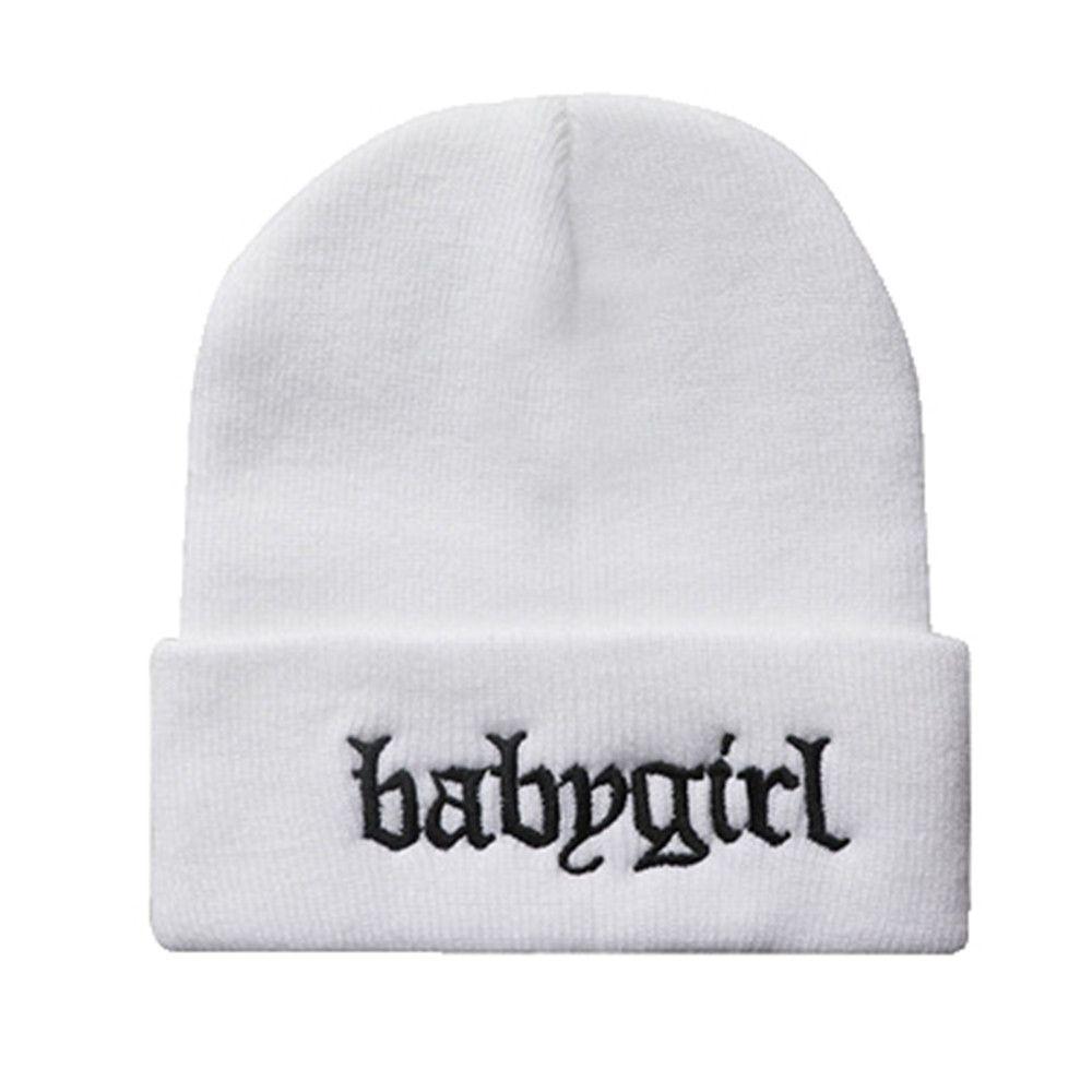 Unisex Hip hop cold cap Warm hood Embroidery Knitted hat Winter Babygirl Wool cap
