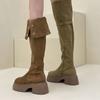 Two Wear Folded Thick-soled Boots for Women In the Autumn and Winter of 2025, the New Small Thick-soled Big-tube Circumference Is Thin and Tall Boots.