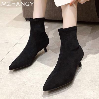 Замшевые женские ботильоны с острым носком на высоком каблуке, сексуальная обувь для женщин, тренд 2024 года, ботинки челси для вечеринок, новые зимние туфли-лодочки Mujer Botas