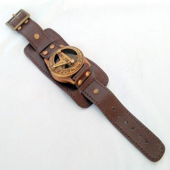 Наручные часы Sundial из латуни Sundial Compass, коллекционные, коричневая отделка, лучшие