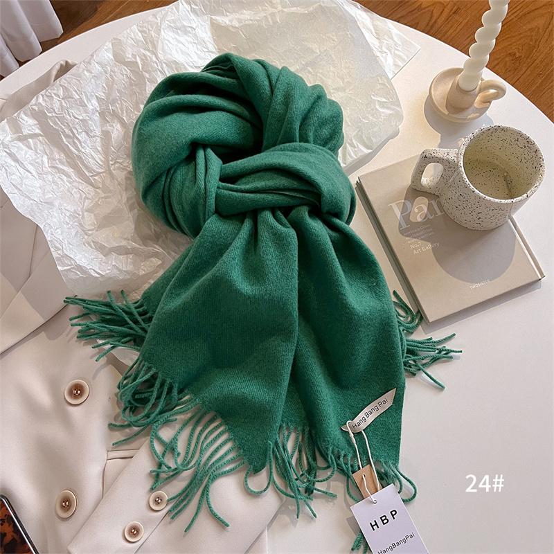 Новый зимний теплый кашемировый шарф для женщин, модный однотонный плотный плед, шаль-пашмина, женский шарф Echarpe Foulard 2024