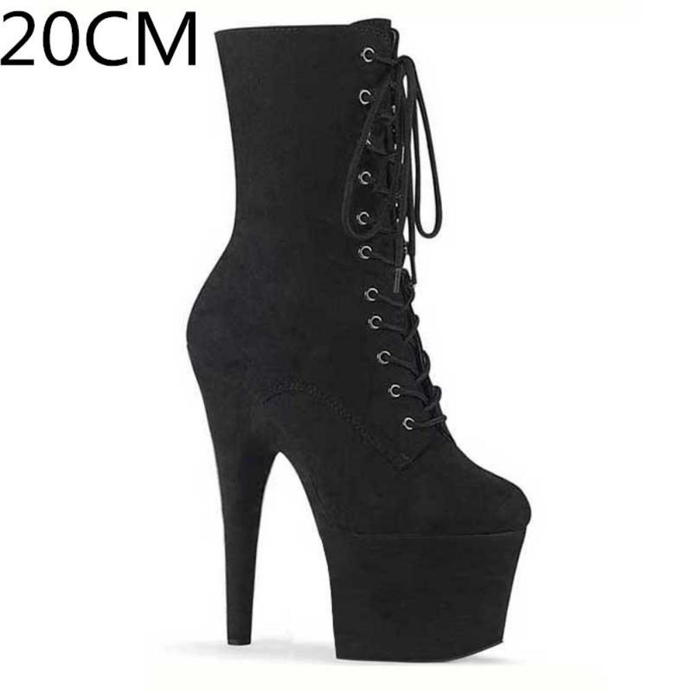 Сексуальные супервысокие сапоги 20 см, с круглым носком, на высоком каблуке для танцев на пилоне, модель ночного клуба, подиумная обувь на платформе, обувь для вечеринок, замшевая обувь для косплея