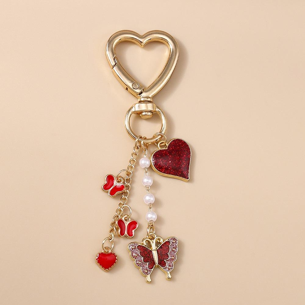 Hanger Enamel Butterfly Keychain DIY Heart Key Ring Cute Flower Pendant Women