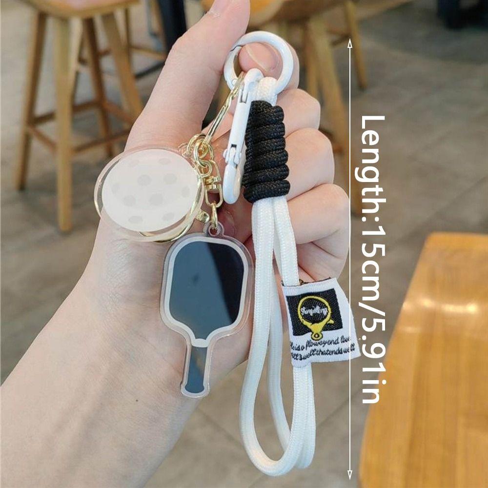 with Lanyard Pickleball Racket Keychain Acrylic Fitness Series Pendant Bag Accessories