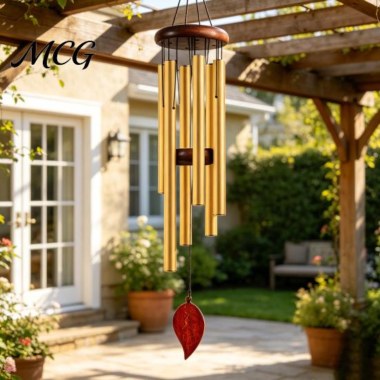 Precise Tuned Wind Chime Metal with 6 Aluminum Tubes, Garden Hanging Chimes, Outdoor Chimes Weather Resistant for Patio Decoration Melodious