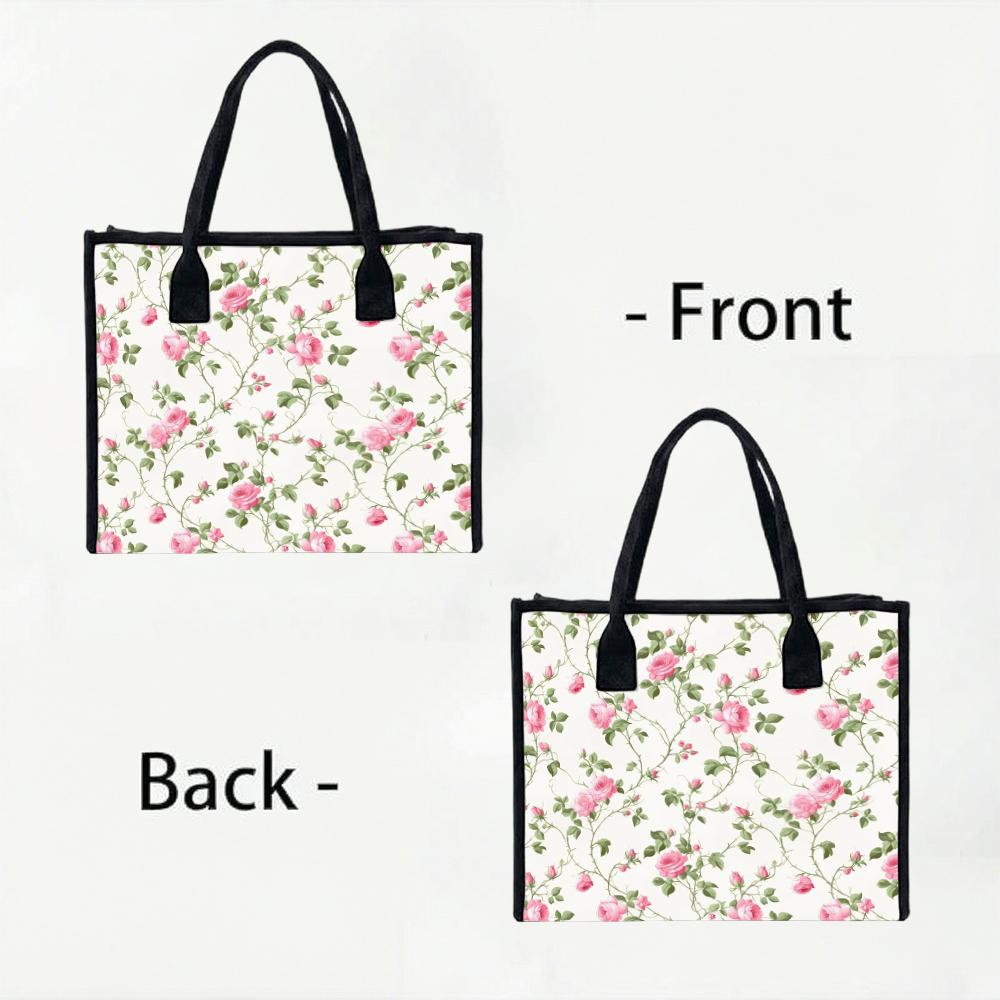 Floral Rose Pattern Women Tote Bag Fashion Casual Large Capacity Daily Shopping Handbag