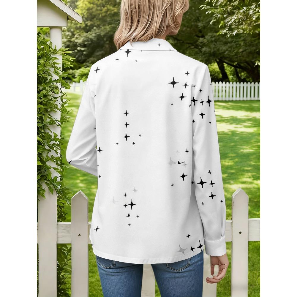 New fashion women's button-down shirt, spring and autumn casual top versatile commuter lapel button-down long-sleeved shirt