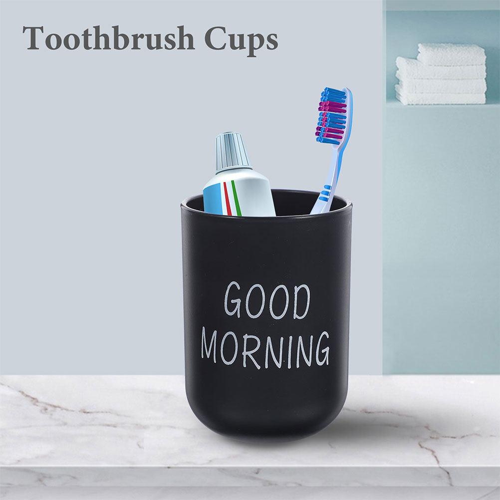 1pcs Black Plastic Bathroom Tumbler Cup Toothbrush Holder For Makeup Brushes Storage Rinse Mug Reusable Travel Tumbler