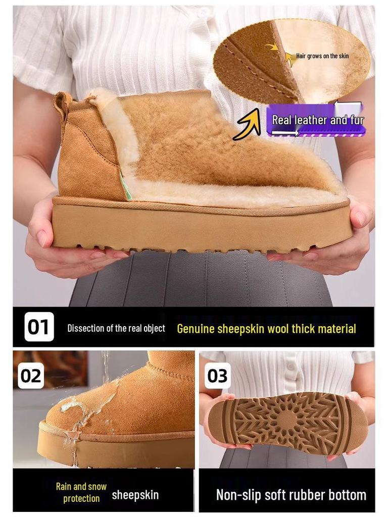 Сангпо 2025 Унисекс Снежные ботинки: Зимнее тепло с кожей, мехом и бархатом