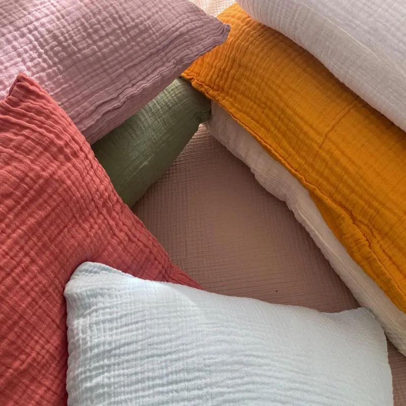 100% Cotton Muslin Throw Pillow Cover,2-Layer Gauze Pillowcase,Soft,Breathable,for Sofa, Bed,Home Decor Suitable for All Seasons