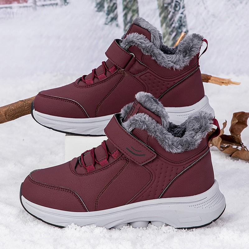 Warm Velvet Lined Non-Slip Winter High Top Walking Shoes for Elderly