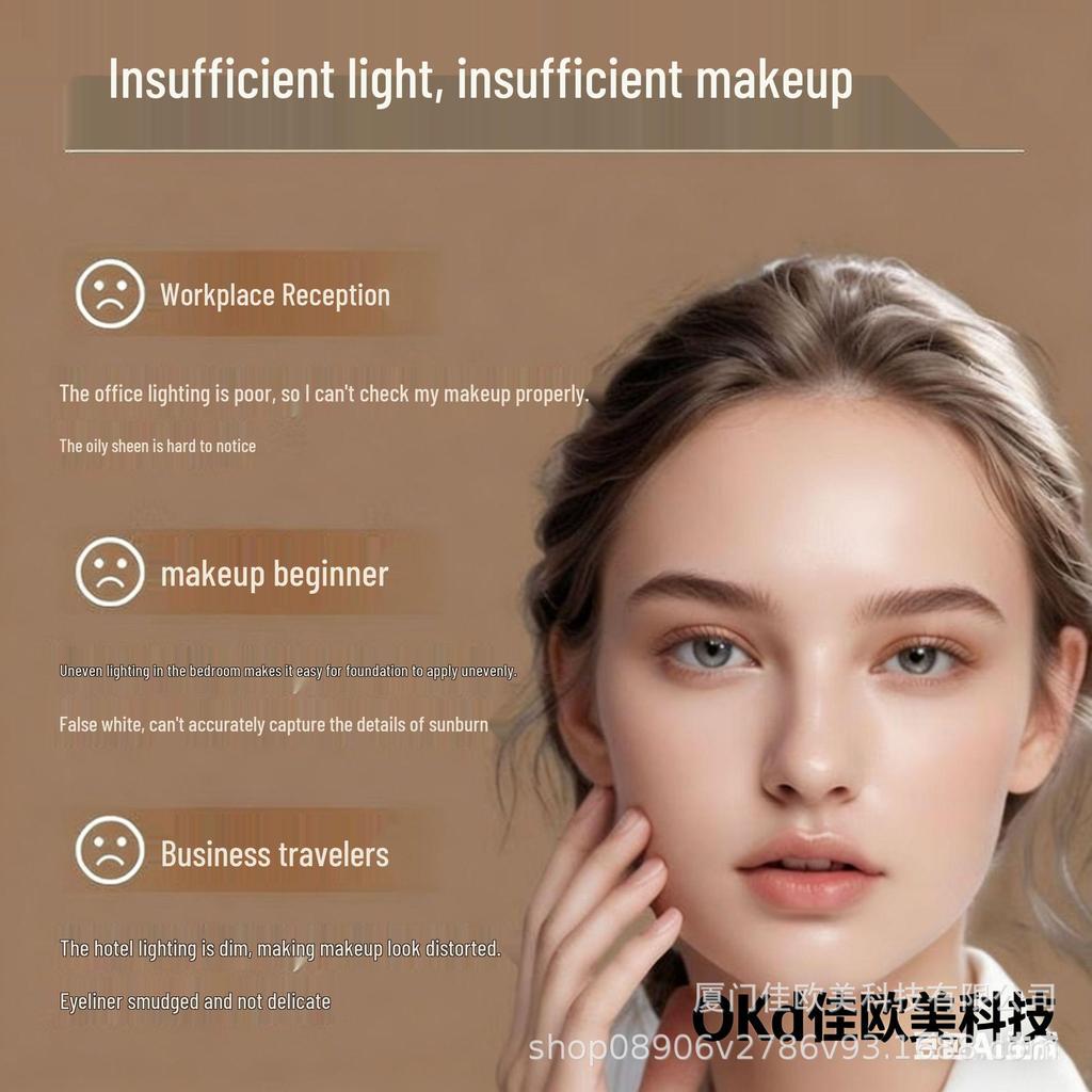 LED Travel Makeup Mirror with Fill Light - AI Goddess Gift, Folding & Convenient