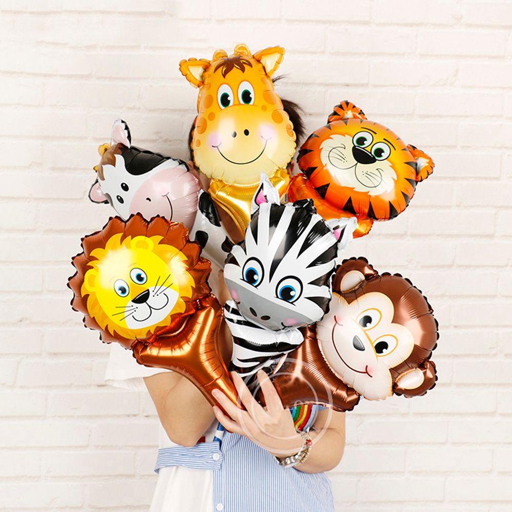 Товары Сафари Джунгли Голова животного Тигр Лев Обезьяна Жираф Корова Фольгированный шар Детские надувные игрушки