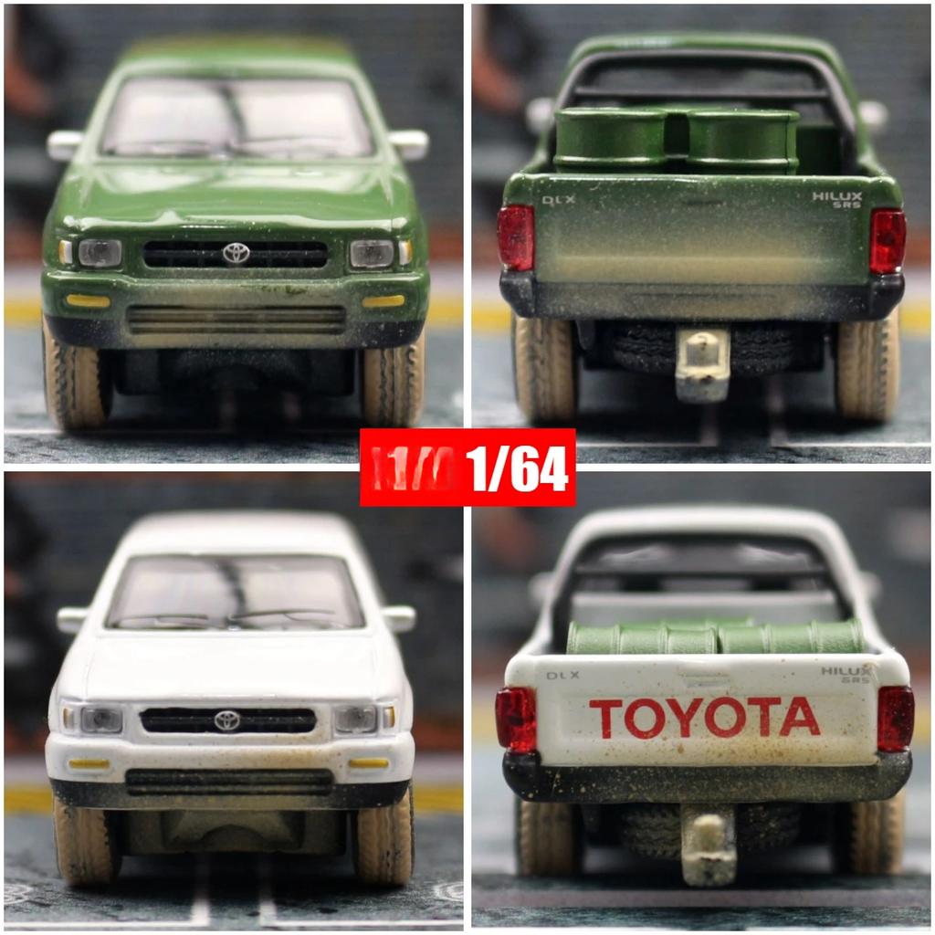 Масштаб 1/64 Игрушечный пикап TOYOTA Hilux Миниатюрная игрушечная машинка Транспортное средство Премиум Модель Свободные колеса Литой металлический сплав Коллекция Подарок