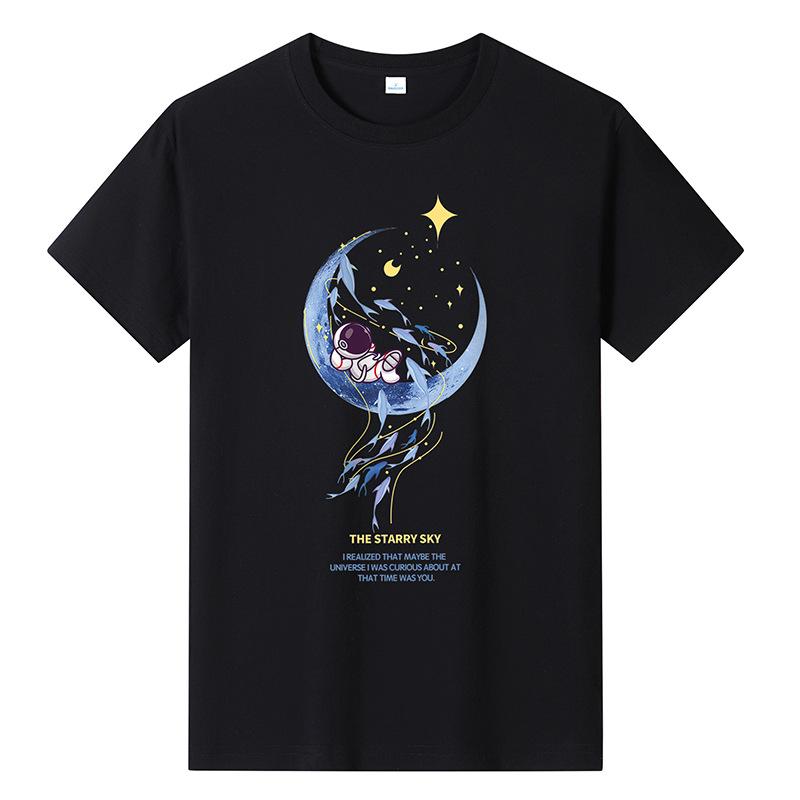 GMXIA Футболка с коротким рукавом из хлопка, мужская модная свободная рубашка с коротким рукавом, с принтом