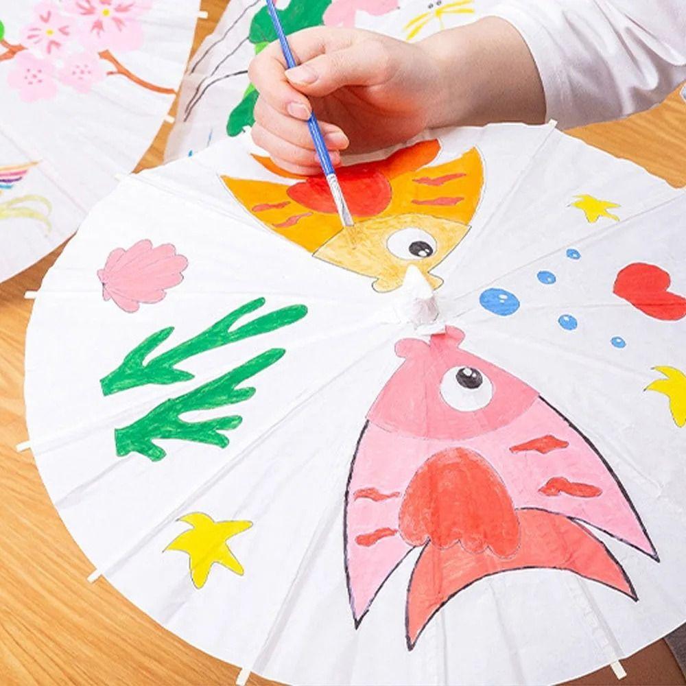 20/30/40/60 см Зонт из чистой бумаги Традиционный белый с длинной ручкой для детского праздника, свадьбы, дня рождения, DIY, товары для ручной росписи