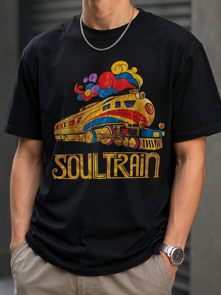 Soul Train Retro Graphic T Shirt Royal Blue Vintage Train Tee Funk Music Unisex