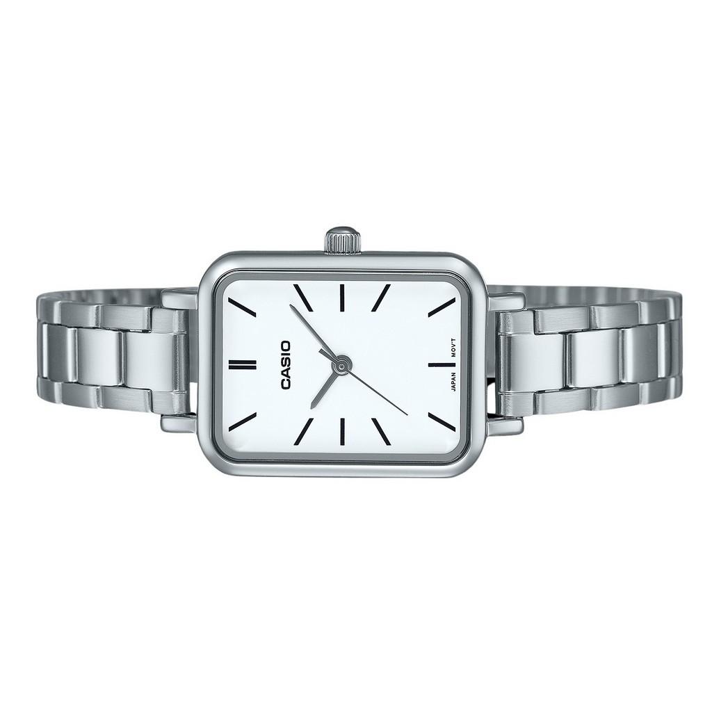 Casio Стандартные аналоговые кварцевые женские часы из нержавеющей стали с белым циферблатом LTP-V009D-7E