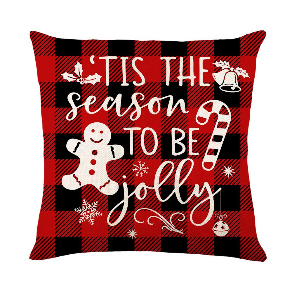 Christmas Red and Black Plaid Polyester Printed Pillowcase Home Living Room Sofa Cushion Cover Bedroom Pillow Cover