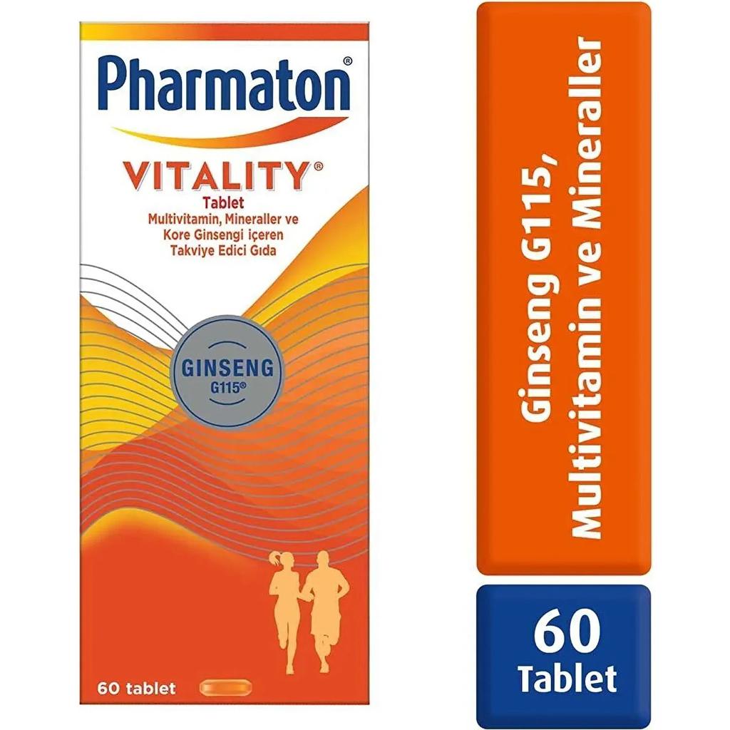 Pharmaton Vitality 60 Tablets - Ginseng G115, Multivitamins, and Minerals