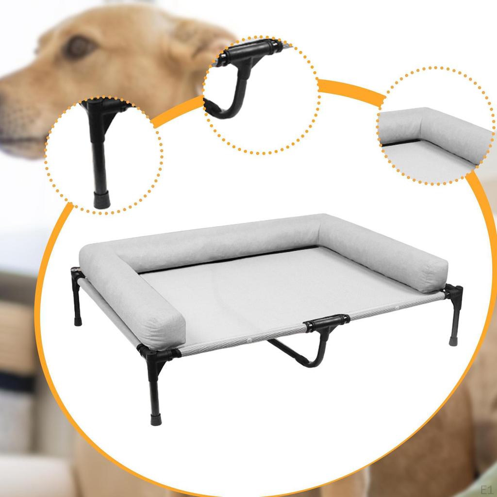 Dog Bed Elevated Cot for Pets with Breathable Mesh Outdoor Use
