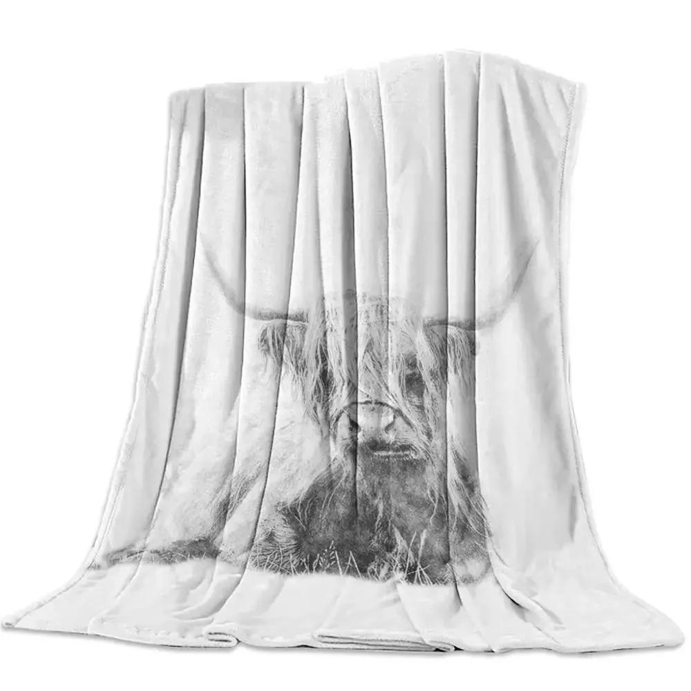 Cow Pattern Flannel Fleece Bed Blanket Bedspread Coverlet Bed Cover Soft Lightweight Warm Cozy Throw Blankets Queen King Size