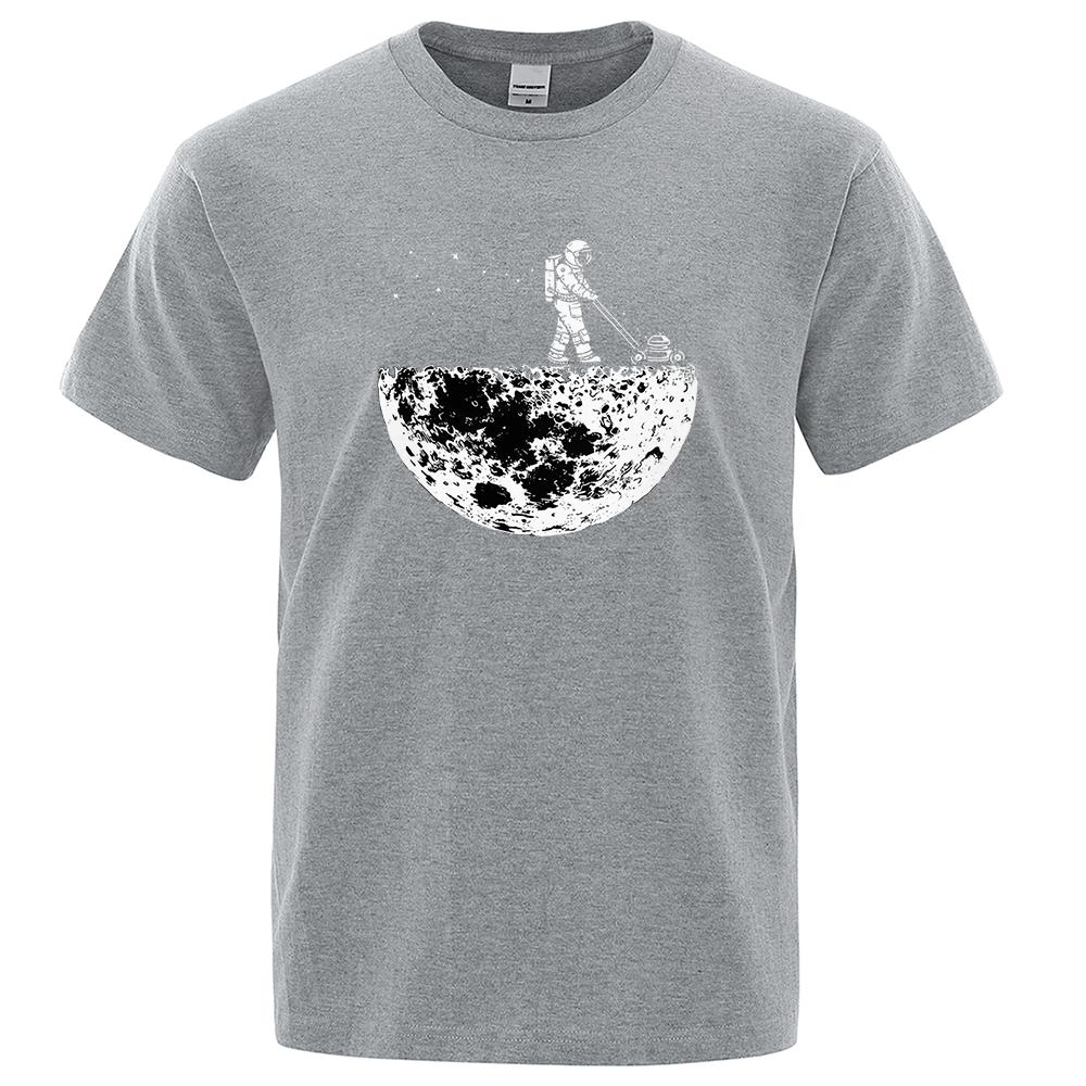 Летние астронавты ценят лунную среду Забавный принт Футболки Мужская свободная одежда Хлопок Летняя мягкая футболка Хип-хоп футболки