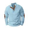 Men's Autumn/Winter Jacquard Knit Pullover Sweatshirt with Standing Collar and Leather Elbow Patches