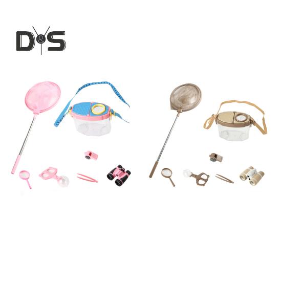 1 комплект ловцов животных с коробкой для просмотра, телескопическая сетка, бинокль, зажим, пинцет, увеличительное стекло, свисток для детей, исследование природы, животных