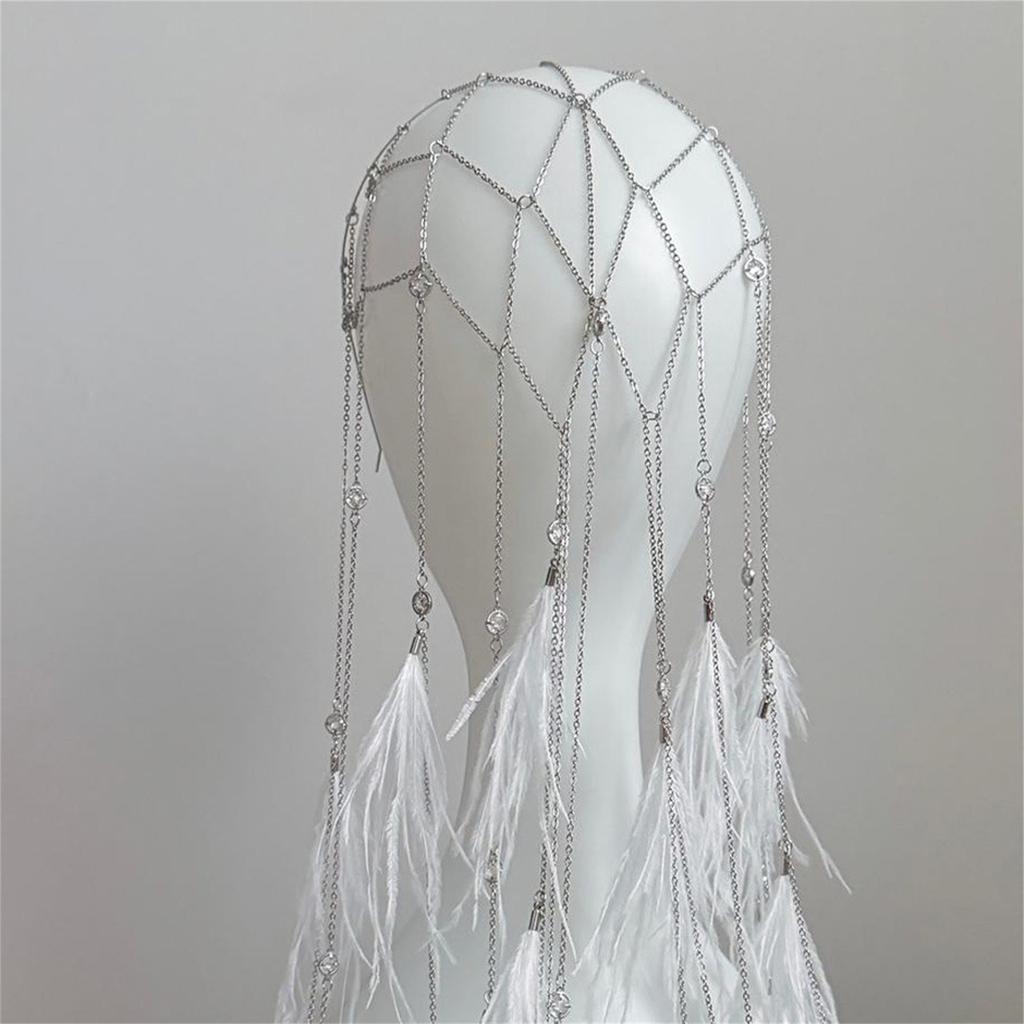 Элегантная богемная повязка на голову с перьями, шикарная богемная цепочка для волос с перьями, аксессуар, подходящий для различных торжеств