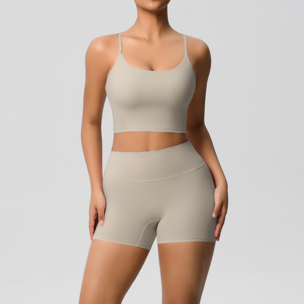Женская мода однотонный топ с открытой спиной облегающая дышащая одежда для йоги спортивная одежда для бега фитнеса шорты комплект