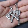 European and American Popular Jewelry Retro Necklace Men's Titanium Steel Battle Axe Pendant Titanium Steel
