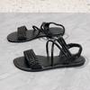 Large Size Sandals Women Summer Outer Wear Fashion Hundred Woven Flat Roman Sandals