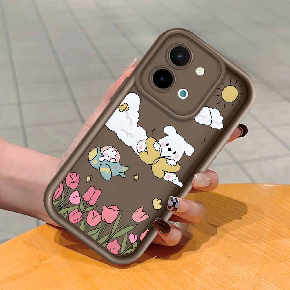 For Huawei P50 Pro P40 Lite Honor 8X 9X X9 Tecno Spark Go Infinix Smart 8 Vivo V29 V30 Y02 Y16 Cartoon Flower Rabbit Pattern Soft Silicone Phone Case