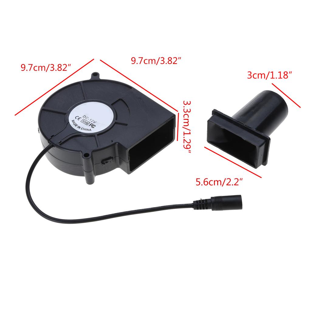 97мм x 33мм Вентилятор постоянного тока, 12В 20Вт 5.5x2.1мм Вентилятор 9733 для пикника, гриля, дровяной печи, приготовления пищи, DIY, огня, стартер для древесного угля