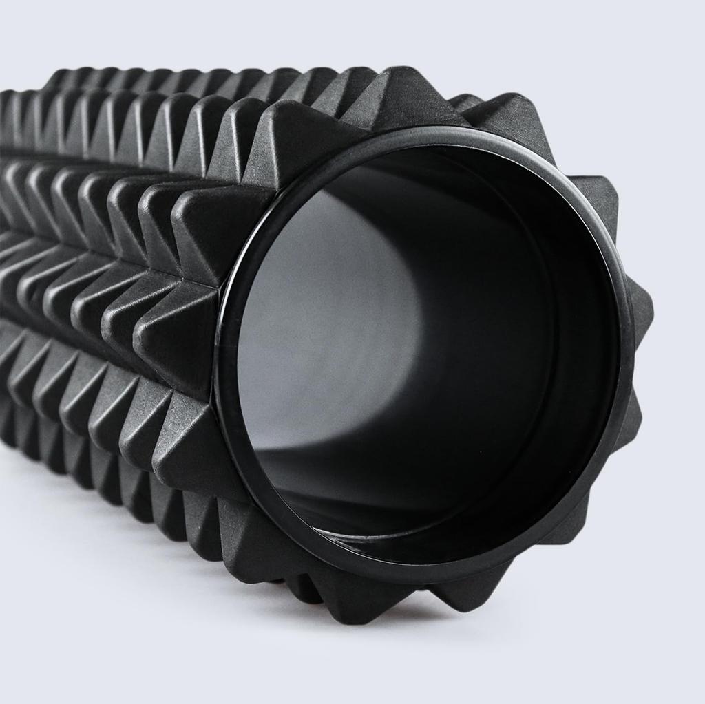 Тренажерный ролик из пены, жесткий ролик для фасции, миофасциальный релиз, растягивающий ролик, силиконовые ножки EVA 30 см [TRNR] теленок/черный