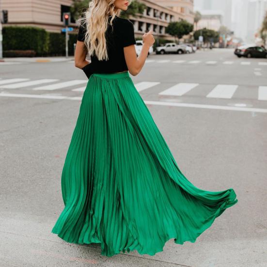 Skirt Women Solid Color Large Hem A-Line Long Skirt Work Leisure Skirt Streetwear