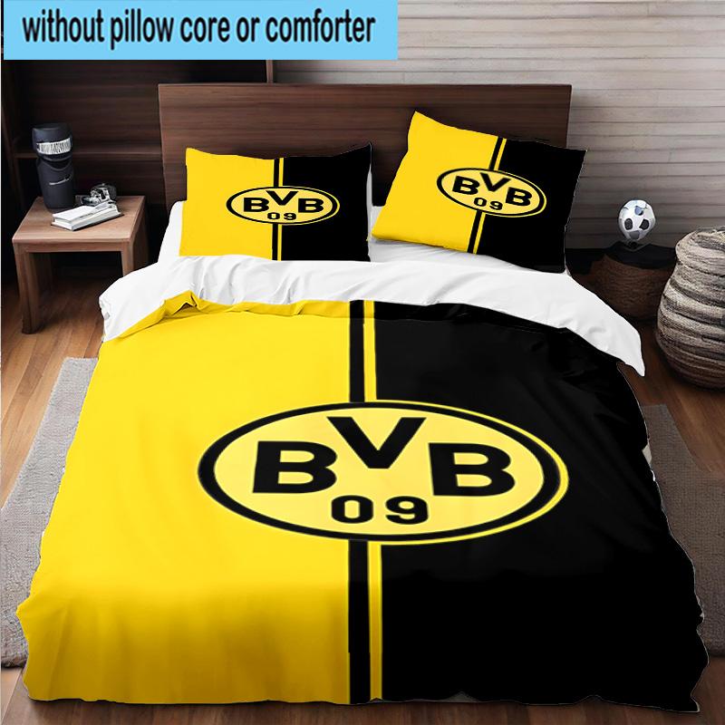 3pcs Borussia Dortmund Printed Bedding Set Duvet Cover Closure Includes 1 Duvet Cover & 2 Pillowcases Bedding Sets Home Decor Gifts