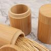 Коробка для хранения зубочисток, износостойкий для дома, компактный круглый пылезащитный бамбуковый диспенсер для зубочисток, надежный удобный круглый