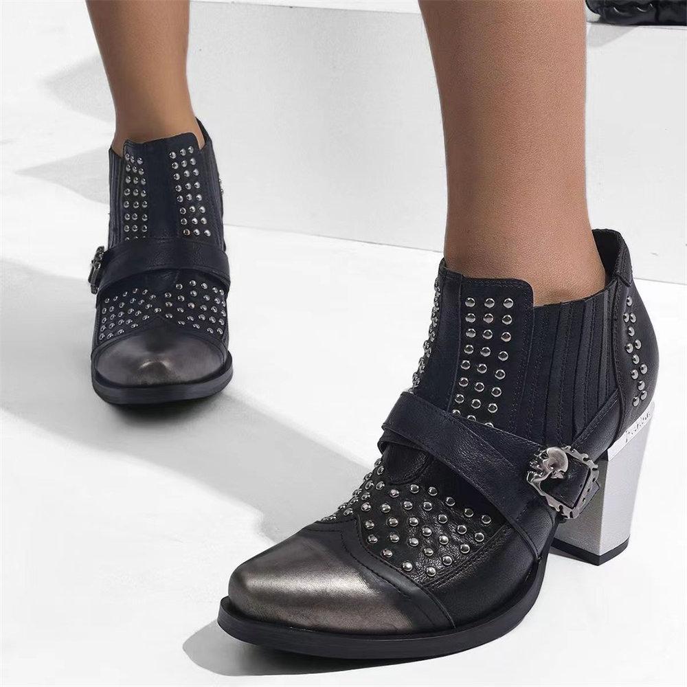 Модный бренд Большой размер Винтажные y2k Ботинки в стиле Майяр Ретро Черные ковбойские ботинки Женские туфли на высоком каблуке Ретро Западные ботинки Обувь высокого качества