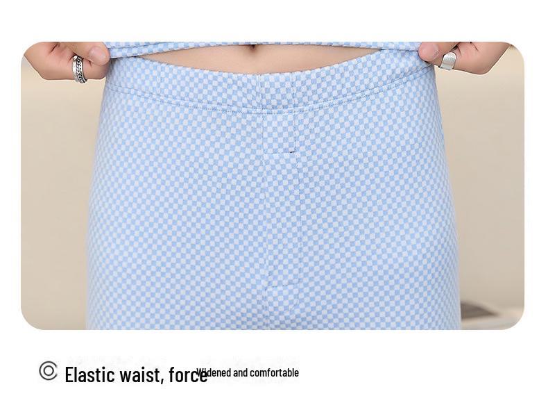 Мужской бесшовный комплект термобелья - Тонкая клетчатая ткань с V-образным вырезом на осень/зиму