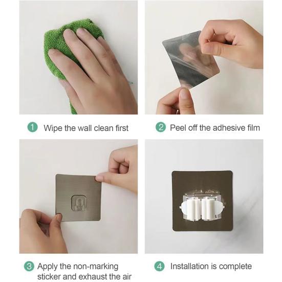 10 шт., пластиковые держатели для швабры и метлы с прочным клеем, не оставляющие следов, нескользящие опорные крючки, настенная швабра для ванной комнаты и кухни