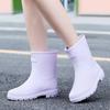 Campus Wind and Rain Shoes Women's Fashion Wear Non-slip Rain Boots Camping Fishing Waterproof Glue Shoe Cover Velvet Water Shoes Women