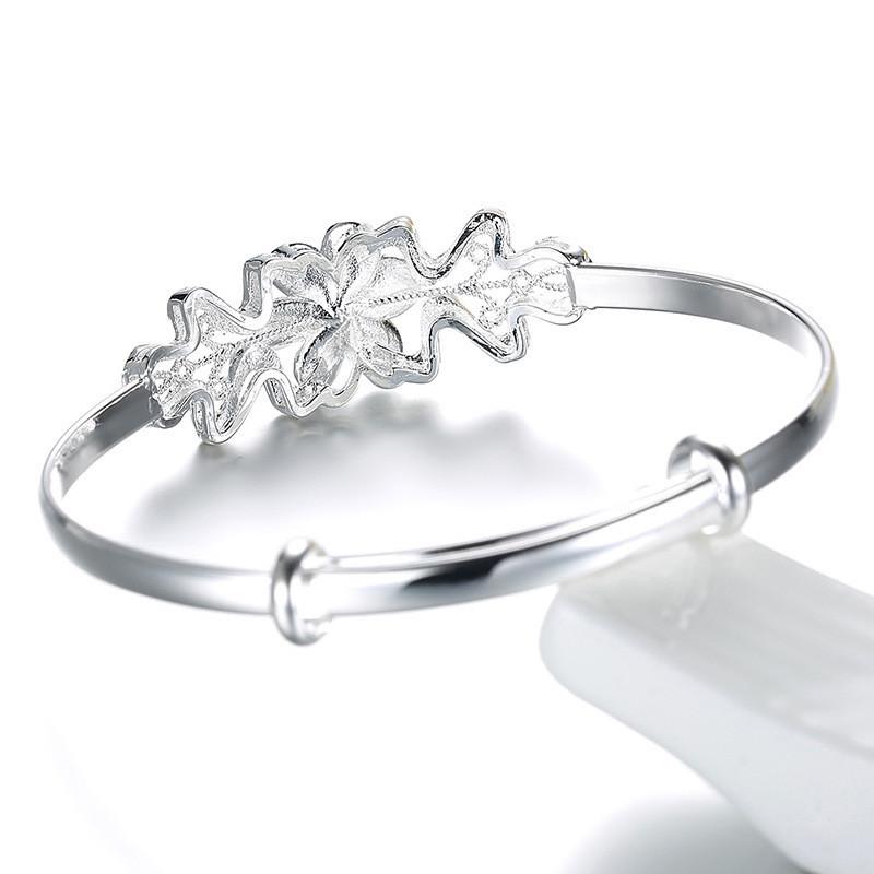 New Push-pull Pattern Bracelet Female Silver-plated Flower Fashion Bracelet Fashion Ethnic Happiness Flower Bracelet