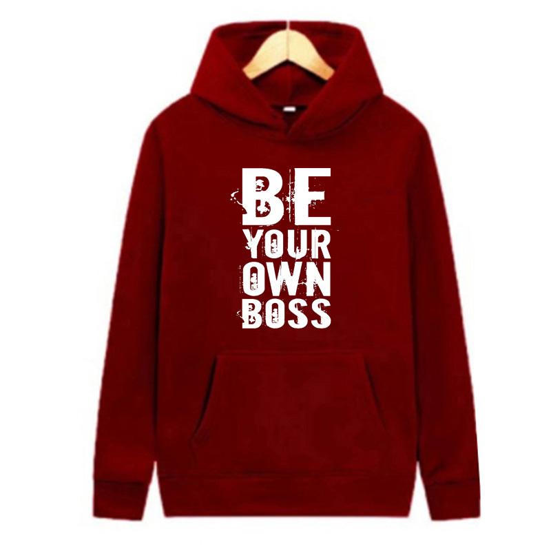 Осень и зима, новинка, персонализированная одежда с принтом «Будь своим боссом», мужская и женская толстовка с капюшоном для влюбленных, пуловер для бега, спортивная толстовка