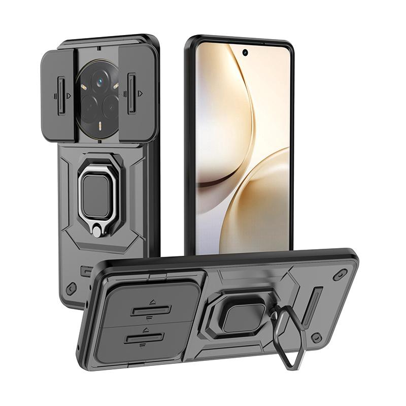 Shockproof Armor Case For OPPO Realme 14 Pro 5G Slide Lens Camera Protection Back Cover for Realme 14 Pro Plus Ring Stand Cases