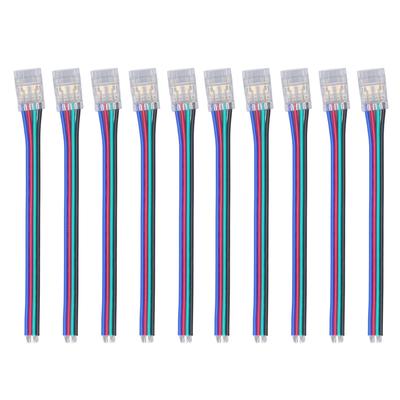10 шт. Светодиодные коннекторы для светодиодной ленты 4-контактные 10 мм RGB Прочные Долговечные Безопасные ПК COB Светодиодные коннекторы для дома Вечеринки Офиса