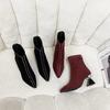 Shallow Spring Autumn Women Ankle Boots Punk Pointed Toes  Heels Designer High Heels Ladies Short Boots Back Zip