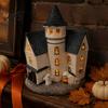 Dark Aesthetic Decorations Vintage Light-Up Cottage Halloween Decoration Gothic Ghost Pumpkin Village House Creepy Miniature Figurine LED