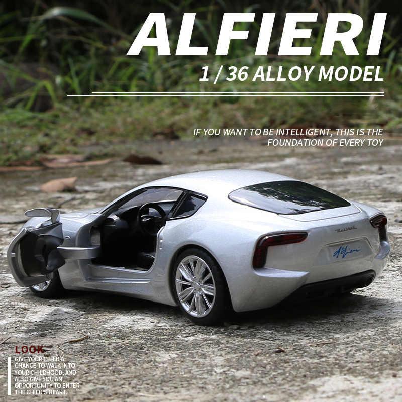 1/32 масштаб Alfieri Coupe, литая под давлением модель автомобиля, игрушечный автомобиль с откатным механизмом, звуком и светом для детей, коллекция подарков для мальчиков и девочек